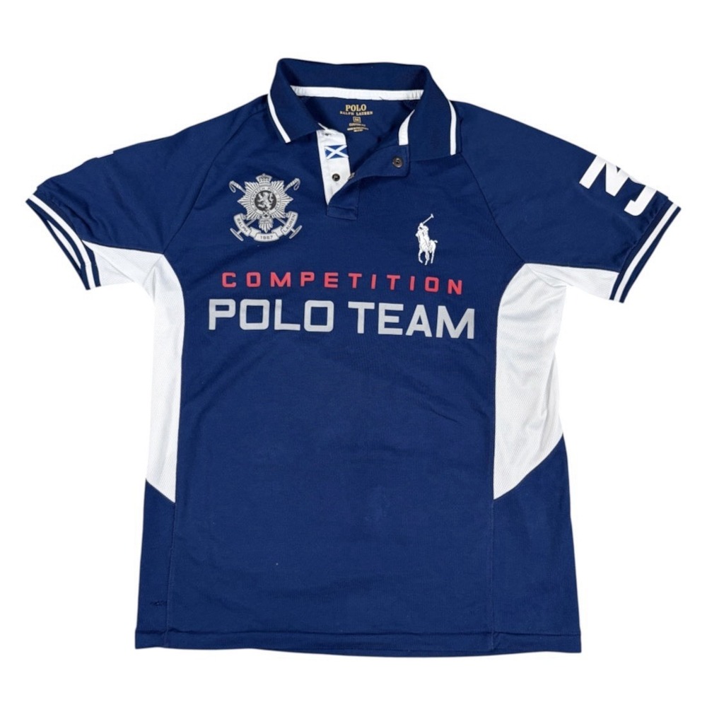 Polo Ralph Lauren Black Watch Polo Shirt Mens M Competition Polo Team 3 FLAWED